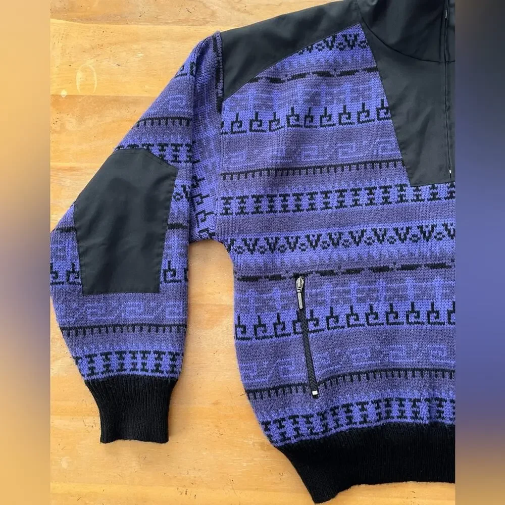Vintage Spyder Ski Sweater Pullover Jacket Outerwear Purple Black Size Large